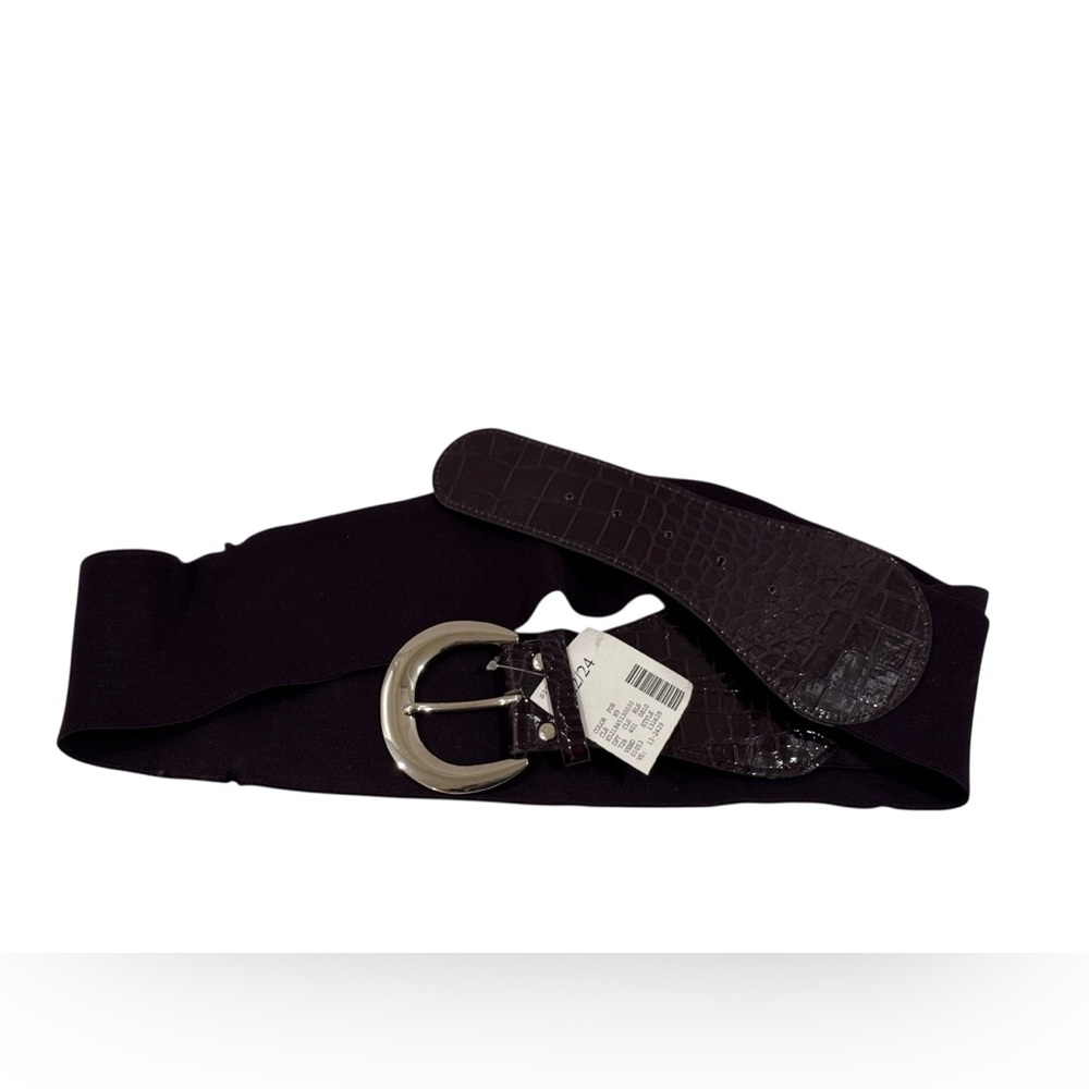 NEW Lane Bryant Eggplant Croc Print Stretch Buckle Stretch Belt ~ Size 22/24